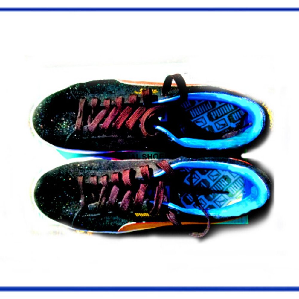 New One Of A Kind Women's Genuine Suede (Leather) Puma Glitter Shoes